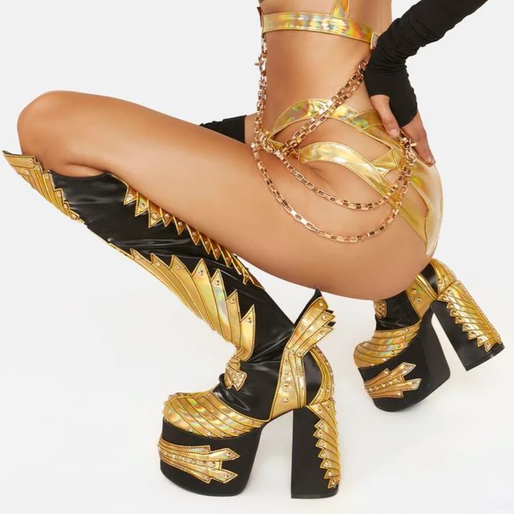 Last pair! New Dolls Kill Wrath of Goddess Knee Boots - Picture 11 of 11